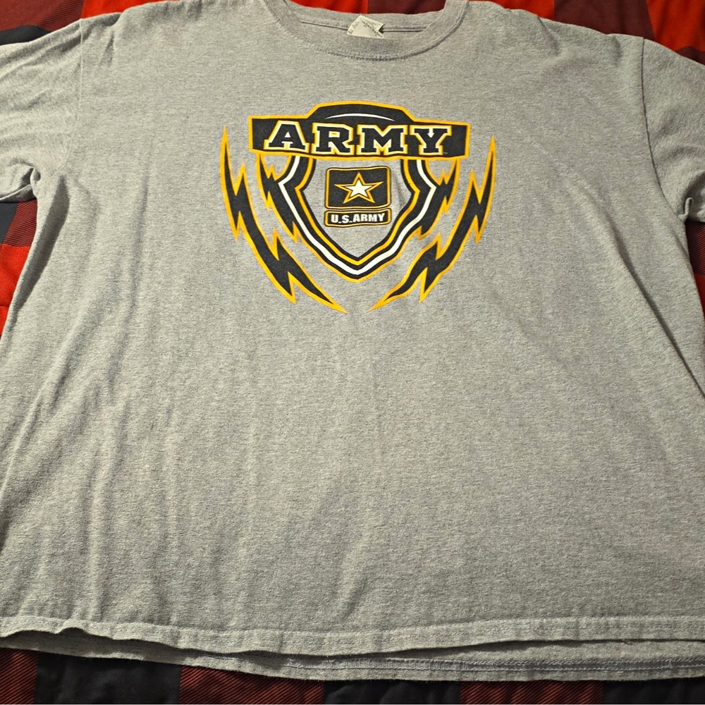 Gildan Gray U.S. Army Graphic Print Crew Neck Short Sleeve T-Shirt Men's XL